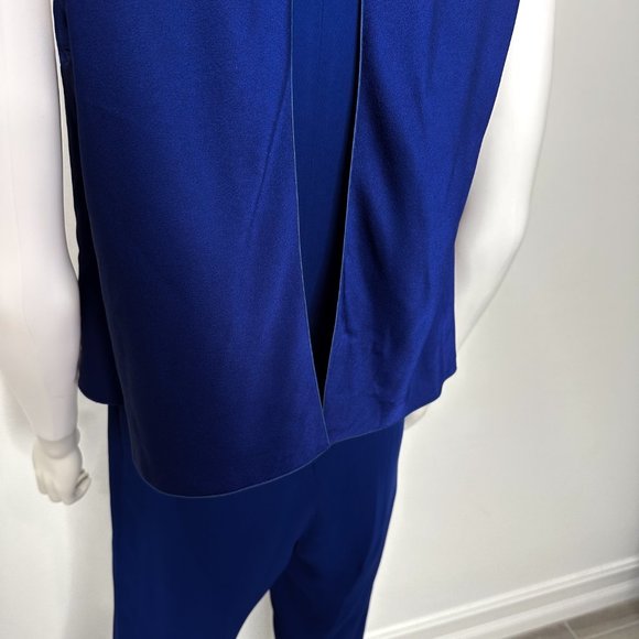 Max Mara Sleeveless Layered Pleated Tapered Leg Jumpsuit in Royal Blue Size 4 - Picture 11 of 16